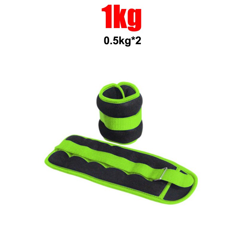 2 PCS Adjustable Leg Ankle Wrist Sand Bag Weights Training Sandbag Wraps Strength Fitness Equipment: Green