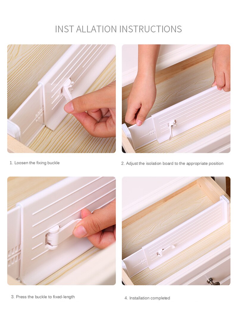 Retractable Stretch Storage Partition Board Plastic Adjustable Drawer Dividers Organiser Multi-Purpose DIY Home Office