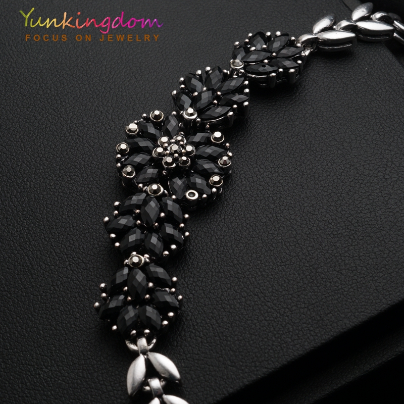 Yunkingdom Bohemian Etnische Armbanden Antiek Wit Goud Kleur Black Crystal Armbanden Vrouwen Of Mannen YUN0609