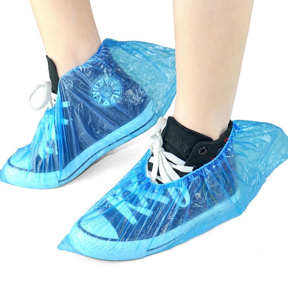 Cubierta desechable para zapatos, cubierta de plástico para calzado, impermeable, para días lluviosos en exteriores, previene el mojado, 100 Uds.
