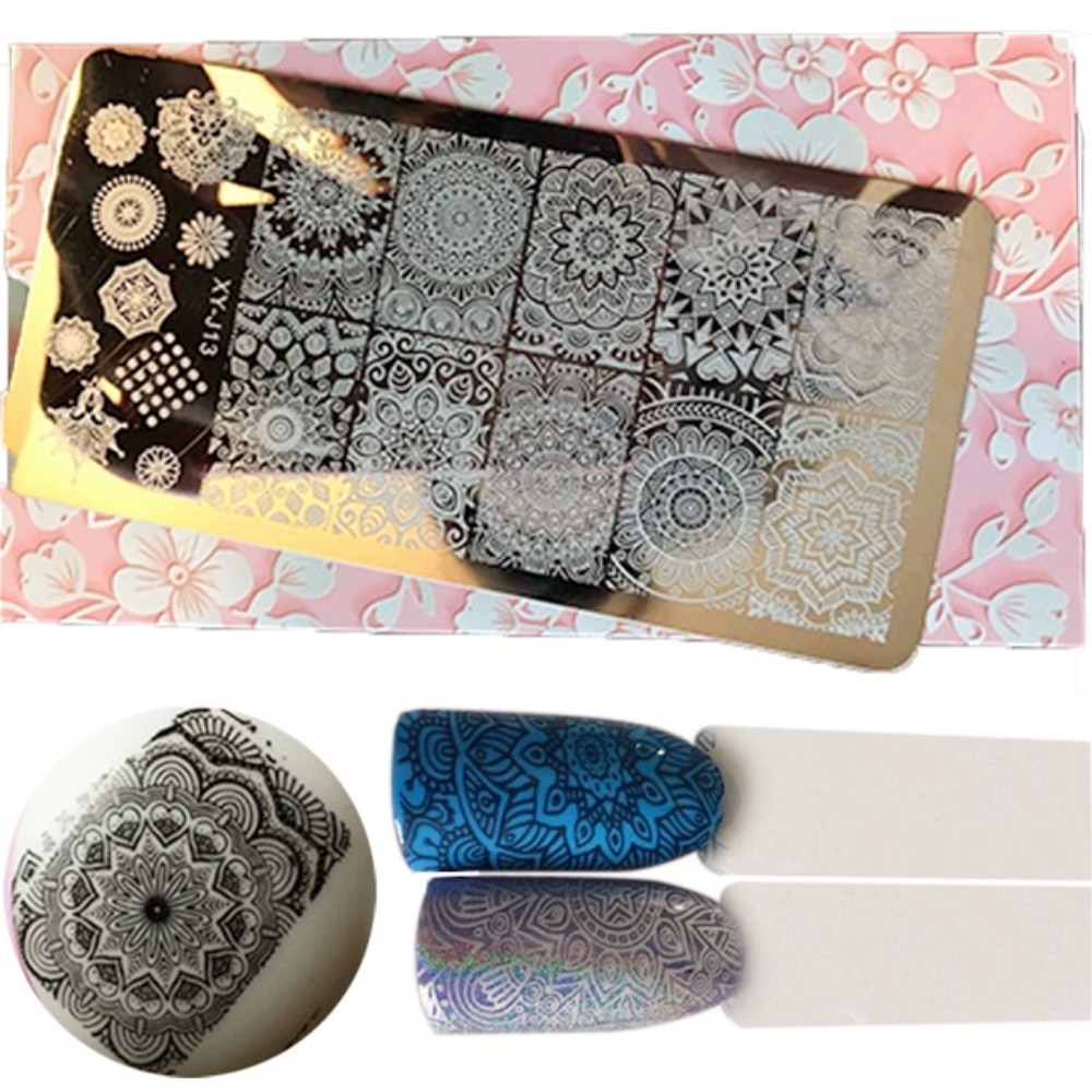 1pc navidad Mandala placa de sello de arte de uñas Mandara placa Paisley estampado placa de imagen de damasco placa de estampación para uñas XY-J13