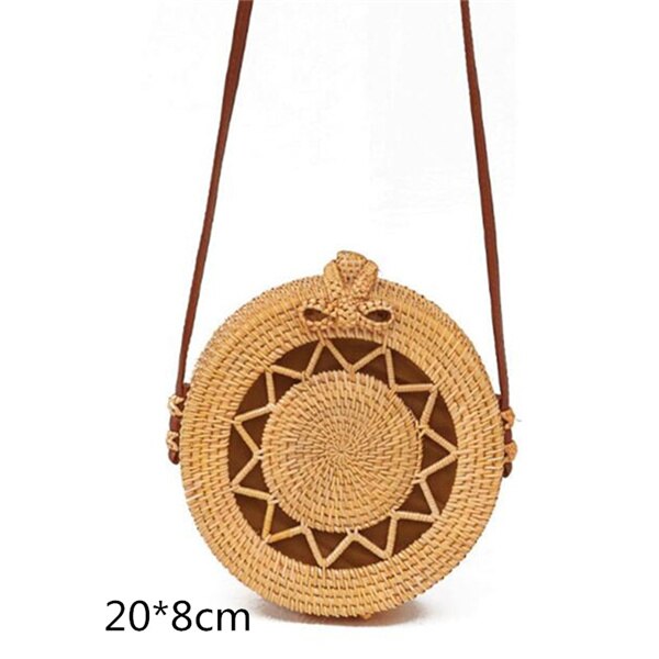 Gusure Vintage Handmade Crossbody Women Bag Round Beach Circle Rattan Bag Small Shoulder Bags Bohemian Handbags Travel Styles: style-13