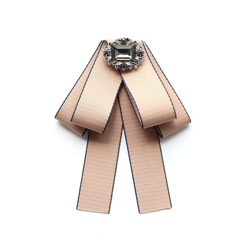 Corbata de lazo de cristal para mujer, corbatas de tela de estilo británico, Retro, arte de tela, Tops, blusa, camisa, accesorios, novedad: 4