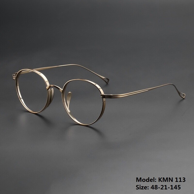 Reines Titan Brille Rahmen Männer retro Runde Oval Brillen Frau Brillen Handgemachte Japan KMN113 Myopie Optische Verordnung Objektiv