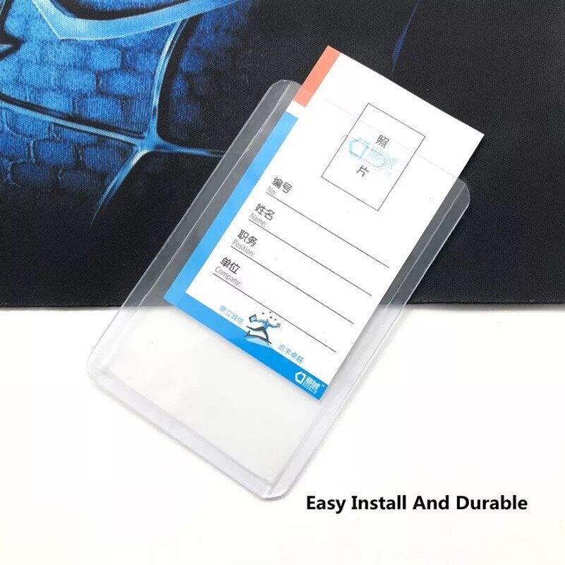 Heavy Duty Clear Transparent Plastic PVC Vertical ID Card Name Badge Holder Sleeve Pouch with Waterproof Type Resealable Zip