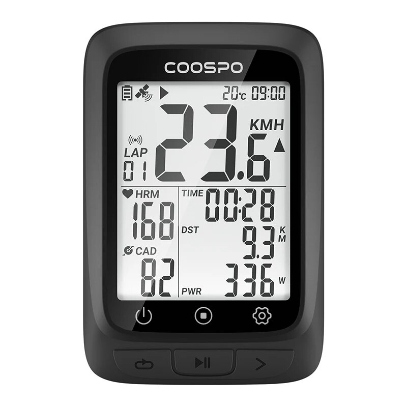 COOSPO BC107 Fietscomputer GPS Draadloze Fiets Fietsen Odometer Snelheidsmeter 2.4 "FSTN Bluetooth5.0 ANT Waterdichte GPS BDS: Black