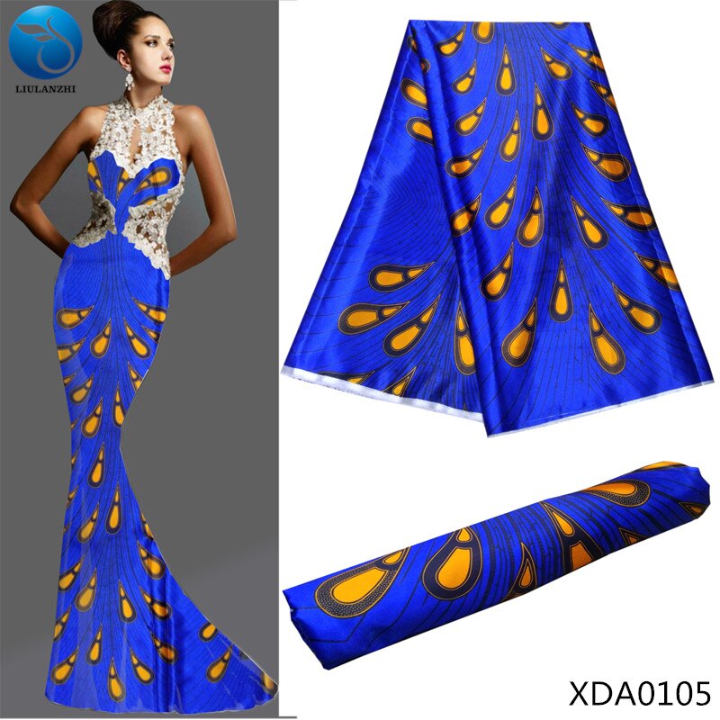 LIULANZHI, impresiones de cera de seda africana, satén, cera de seda imitada africana para vestido de mujer, , último , tela de seda Africana XDA01: XDA0105