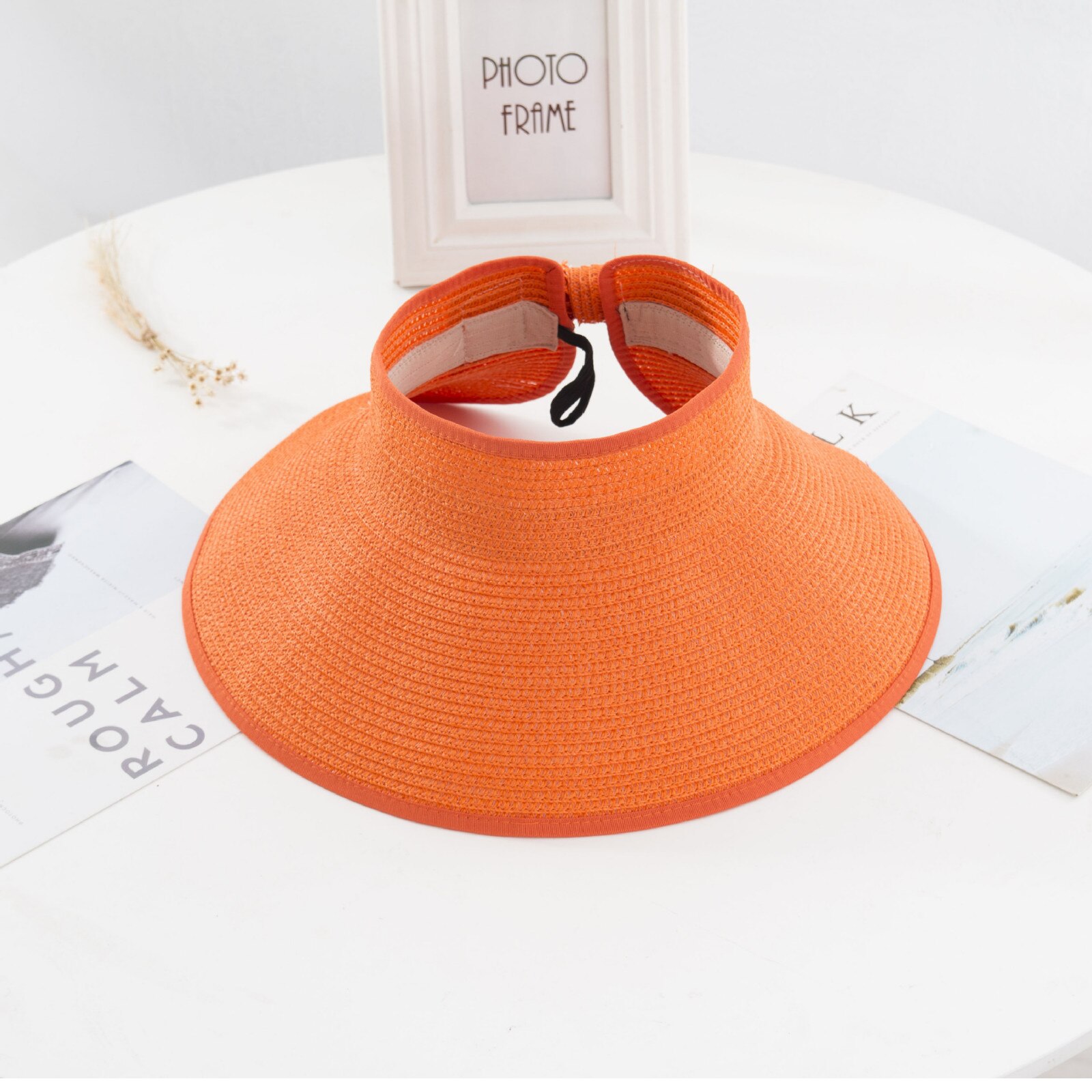Vrouwen Zomer Vizieren Hoed Opvouwbare Zonnehoed Breed Grote Rand Strand Hoeden Stro Hoed Chapeau Femme Strand Uv-bescherming Cap # T1P: Orange