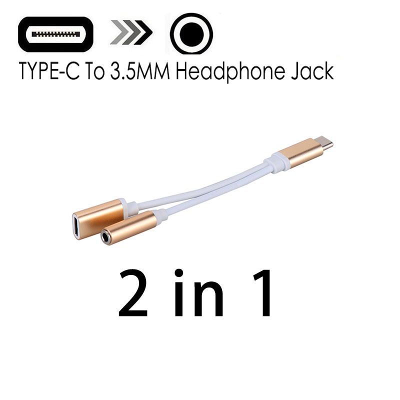 2 In 1 Typ C Zu 3,5 Mm Ladegerät Kopfhörer Audio Jack USB C Kabel Tragbare Typ-C Zu 3,5mm Stecker Adapter für Handy