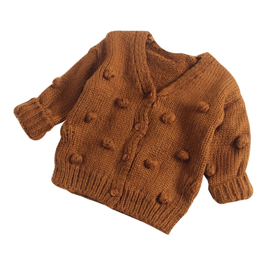 Cardigan à boutons tricotés à la main pour bébé fille, pull en coton, solide, à la , 3-24M, printemps automne 2022: Brown  / 18-24 M