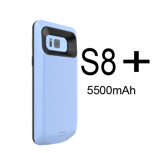 5500ma/5000 mah s8 caixa de bateria para samsung galaxy s8 caso carregador de bateria banco de potência carregador externo para samsung galaxy s8 plus: 5500mAh S8 Plus Blue