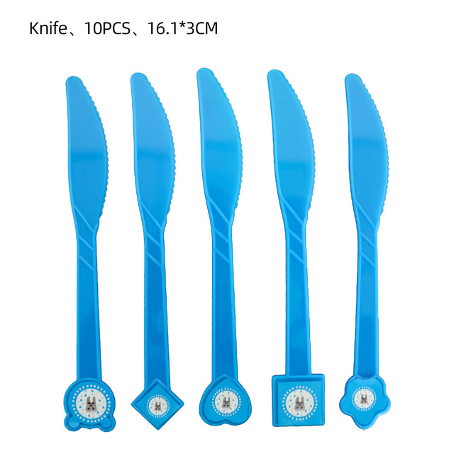1set Boy/Girl My First Tooth Party Decor Supplies Disposable Tableware Paper Plates Cups DIY Baby Shower Birthday Tooth Balloon: Knife 10pcs