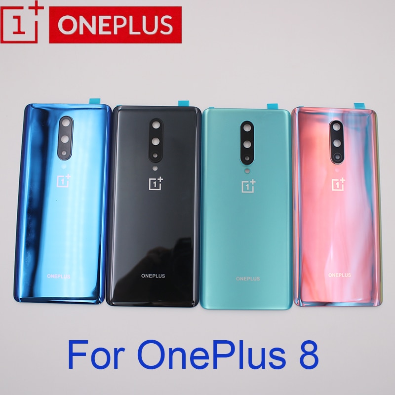 Original Für eins Plus 8 Zurück Batterie Abdeckung Gehäbenutzen Tür Hinten fallen Mit Kamera Rahmen Glas Objektiv Für OnePlus 8 + Klebeband