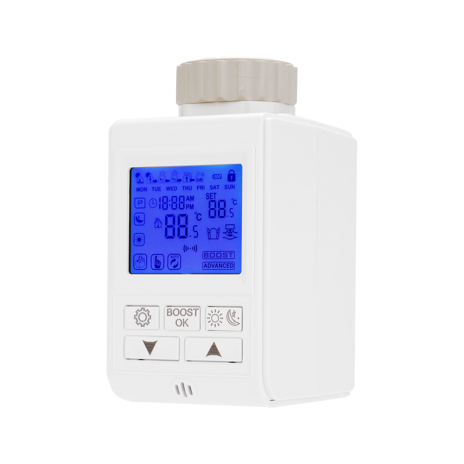 HY369 LCD Digital Programmable Thermostat Timer TRV Radiator Valve Actuator Temperature Controller Compatible with Alexa