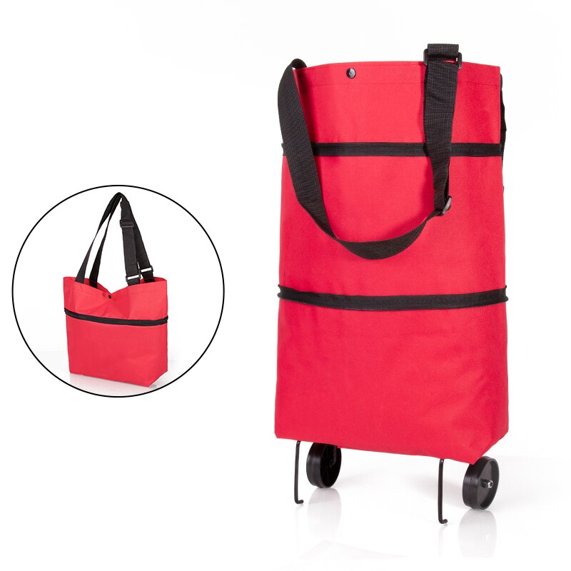 Bolso plegable con ruedas para compras, bolsa de comestibles reutilizable, organizador de alimentos y verduras: Z1611G
