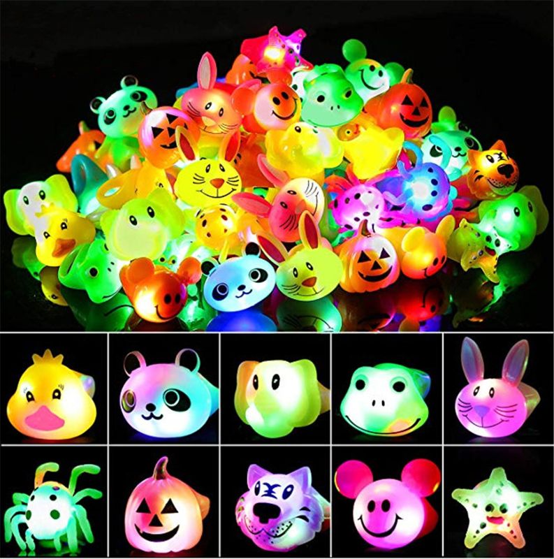 Birthday Party Favors for Kids Prizes Flashing 12 Pack LED Jelly Light Up Rings: Default Title