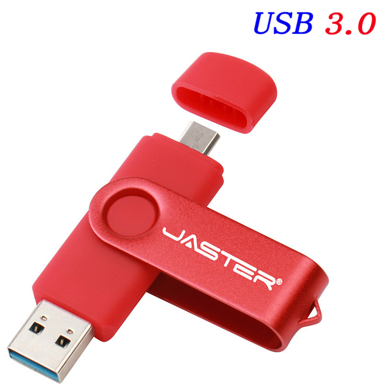 USB 3.0 OTG 64GB Black 2 in 1 Flash Drive 32GB Waterproof 16GB Plastic pendrive 8GB U disk 4GB Memory Stick Business: Red / 64 GB