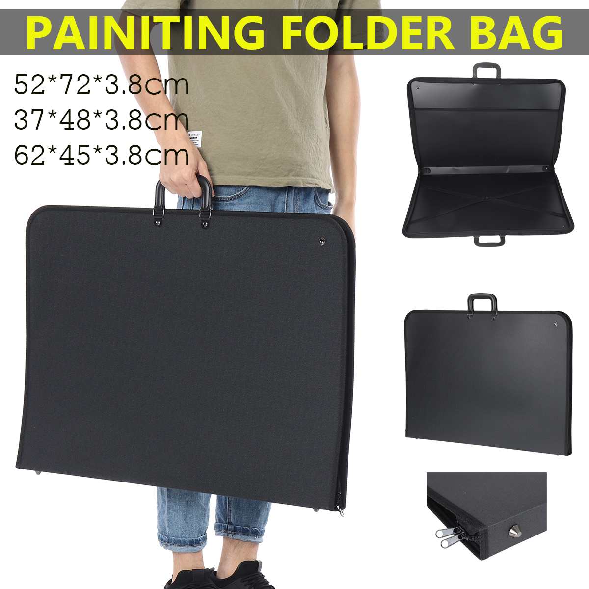 3 Sizes Artist Portfolio Drawing Painting Folder Bag Storage File Plastic Document Carry Case Art Sketching Filing Supplies Set