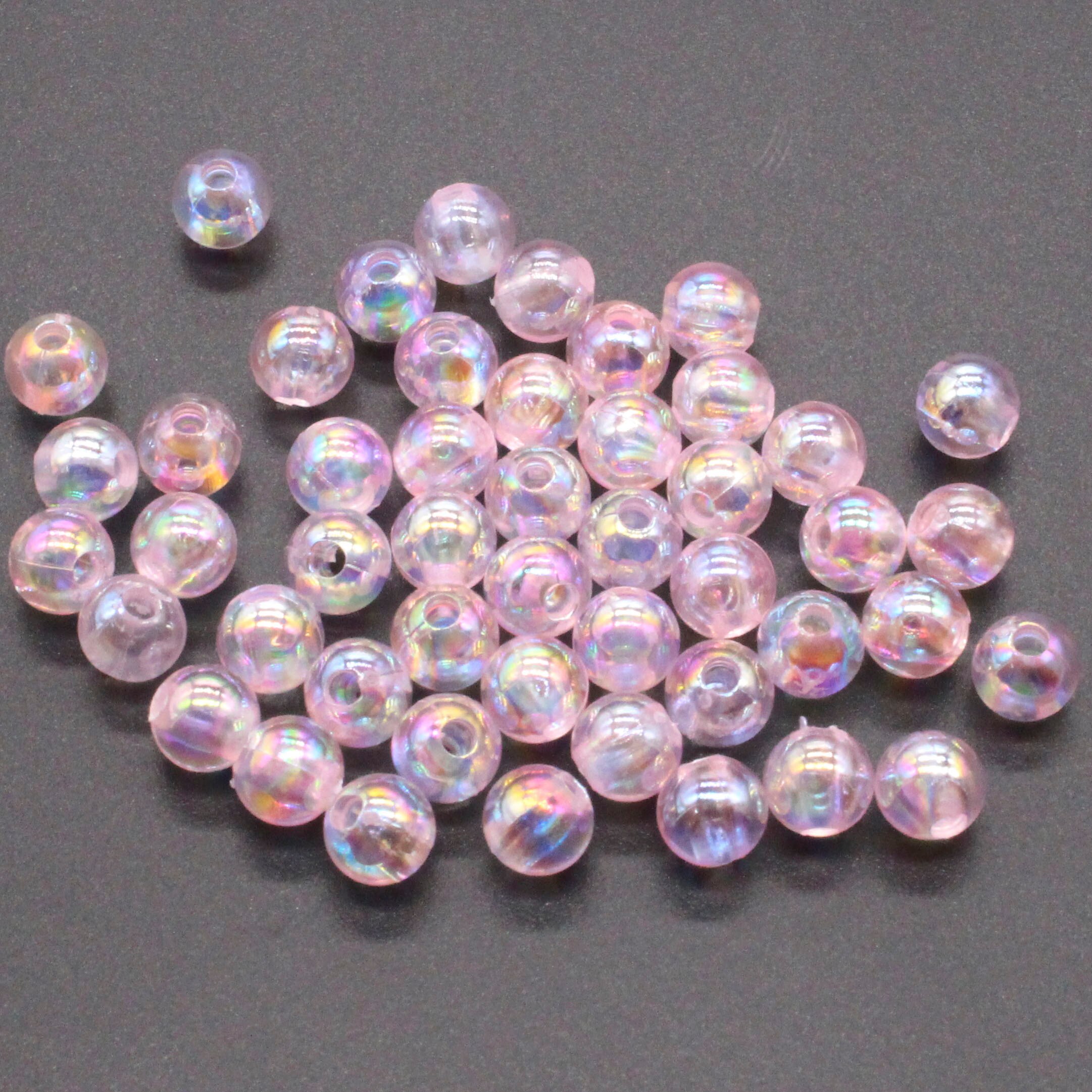 200Pcs 6Mm Licht Roze Transparant Ab Ronde Ball Spacer Kralen Voor Sieraden Maken Diy Sieraden Accessoires: Licht Roze