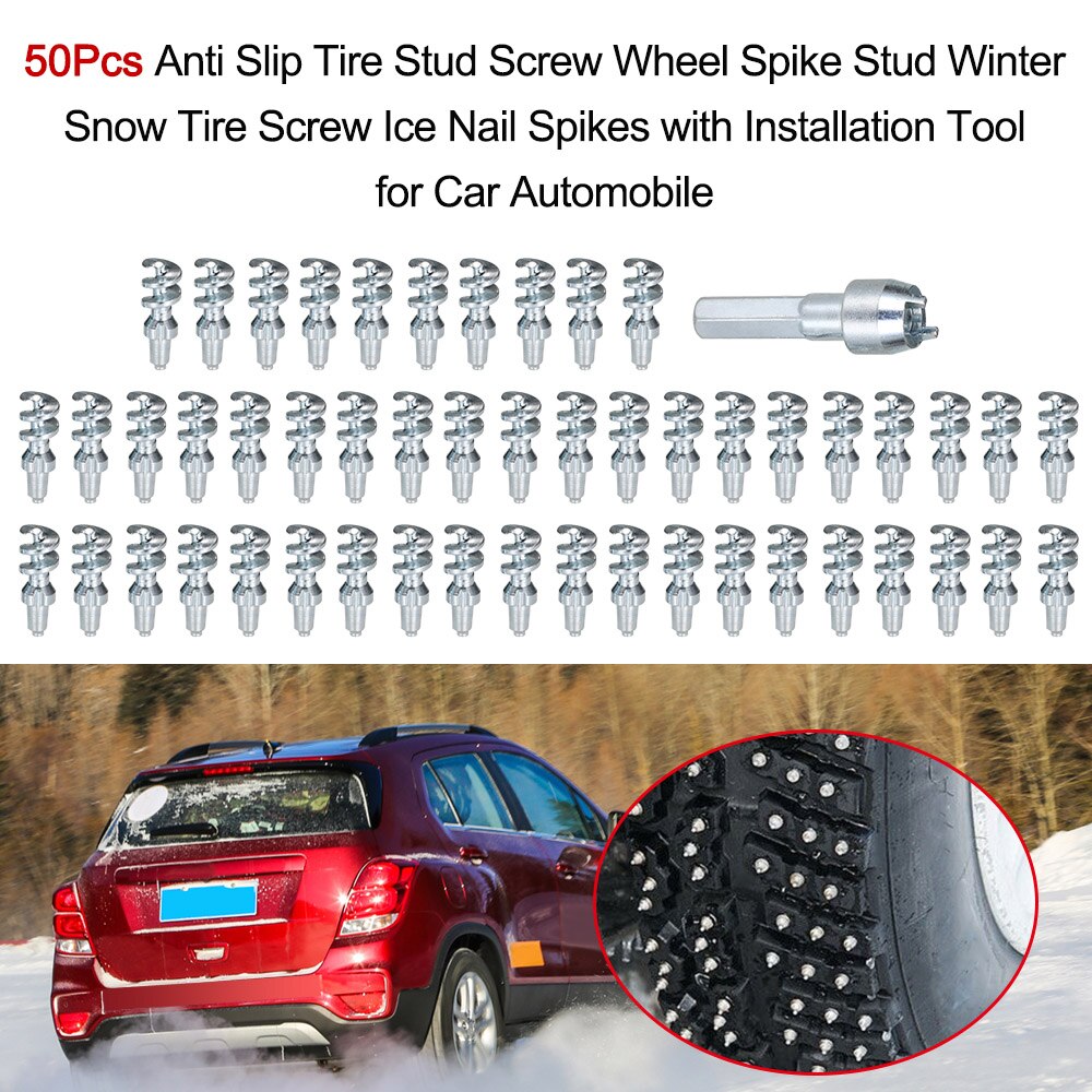 Bil bil 50 st anti-slip däck dubb skruv hjul spik dubb vinter snö däck skruv is spik spik med installationsverktyg