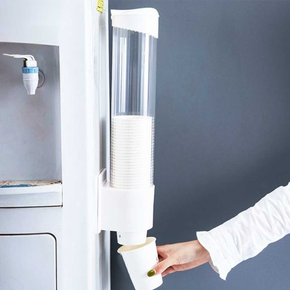 Paper Cup Holder Dispenser Wall Mounted Automatic Container Storage Rack Self Adhesive for Hotel Home Office water dispenser