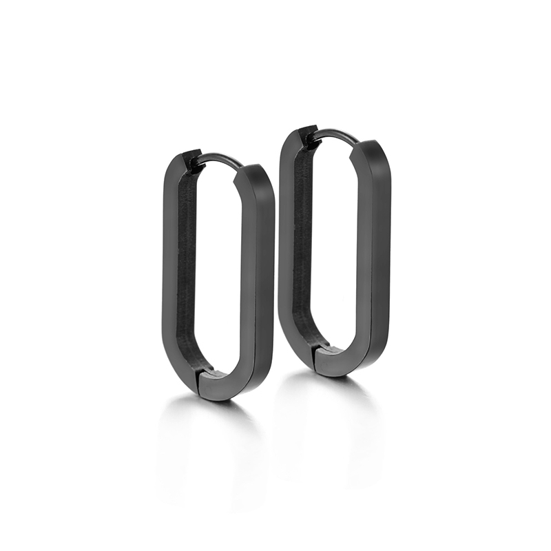 Pendientes de aro de acero inoxidable brillantes para mujeres y hombres, Hip Hop Steapunk, corazón ovalado redondo, Color negro, dorado y plateado, de joyería Huggie