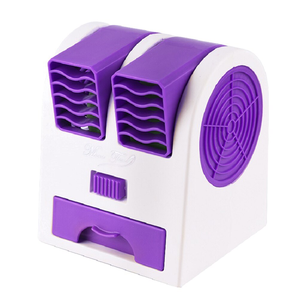 USB Mini Air Conditioner Portable Personal Cooling Fan Double Air Outlet Summer Desktop Air Cooler Fan: purple