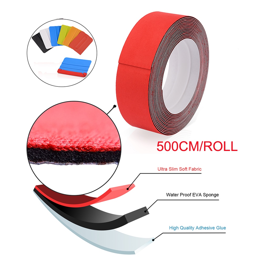 Foshio Waterdichte 3-Layer Vilt Doek Auto Gereedschap Carbon Fiber Vinyl Film Wrap Zuigmond Rand Vilt Window Tint Schraper stof Tape