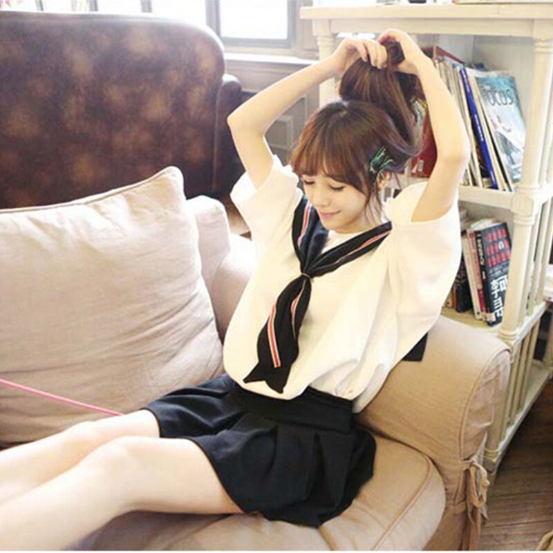 Korean female student sailor suit summer JK uniform school uniform class Japanese short-sleeved navy wind sweet college wind