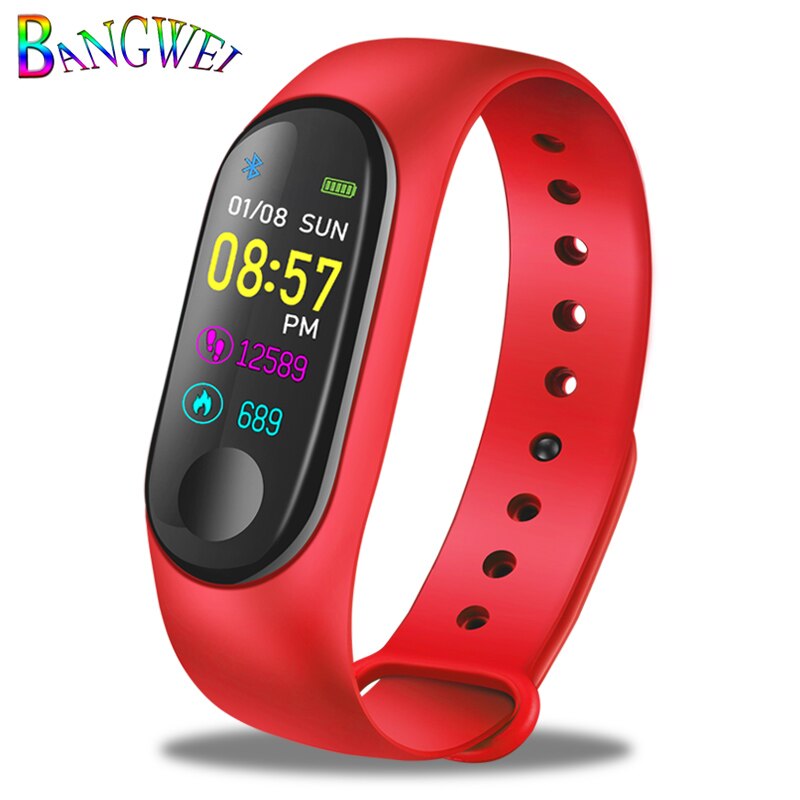 LIGE Women Smart Bracelet Heart Rate Blood Pressure oxygen Sleep Monitor Pedometer Fitness Sport Watch For Android ios + Strap: red