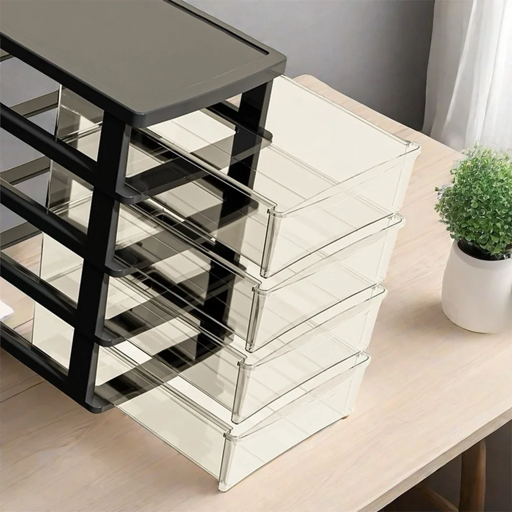 2-6 Layers small Desktop Storage Box with Drawer Heightened Table Organizer Plastic Office storage cabinet for home Stationery