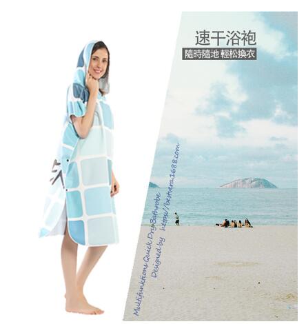Micrfiber Quick Drying Changing Robe Swimming Surf Beach Poncho Towel Portable Soft Bath Towels With Cloak Bathrobe Home Textile: 16