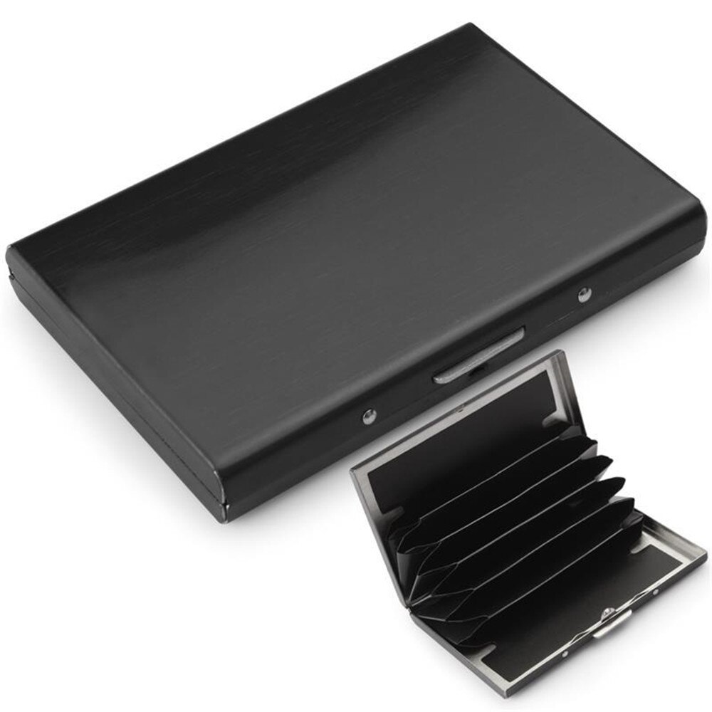 Black Metal RFID Blocking Wallet Anti-Scan Contactless Credit Card Holder Bank Card Protect Case Portable Purse for Card