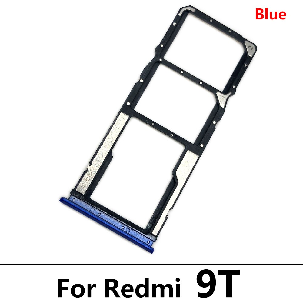 Sim Kaart Lade Voor Xiaomi Redmi 9A 9C 9T Sim Card Tray Slot Houder Adapter Socket Reparatie Onderdelen: 9T blue