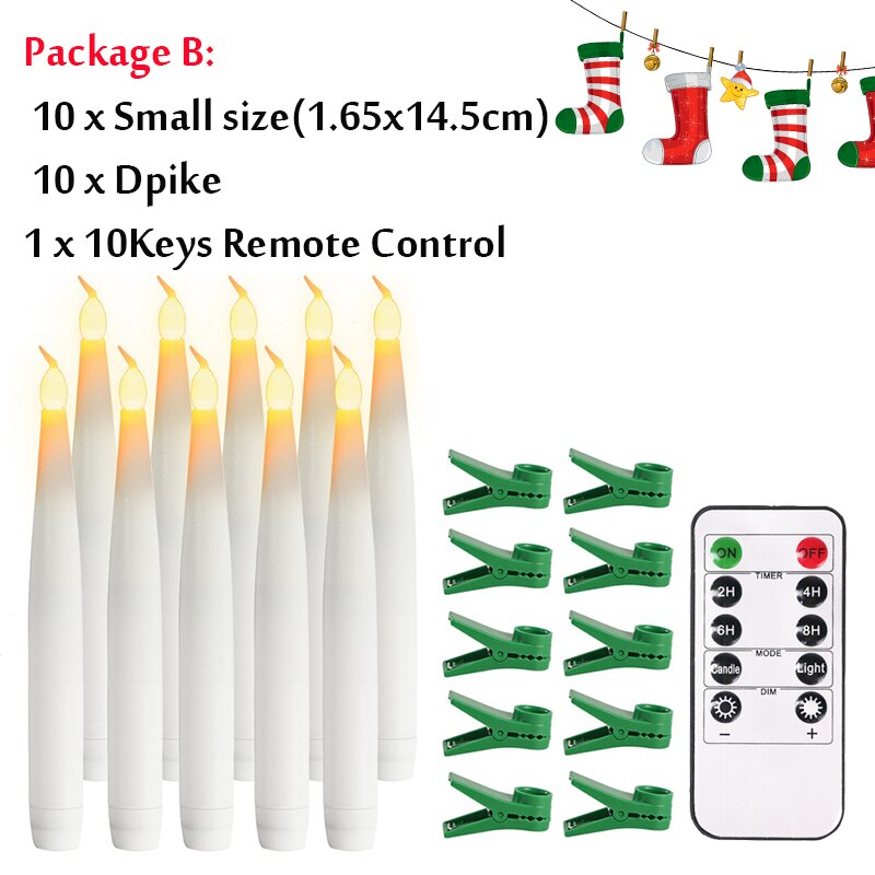 Bougies à piles de nouvel an | Bougie conique sans flamme, télécommande sans fil, pour maison, fête d'arbre de noël, de mariage: Package B