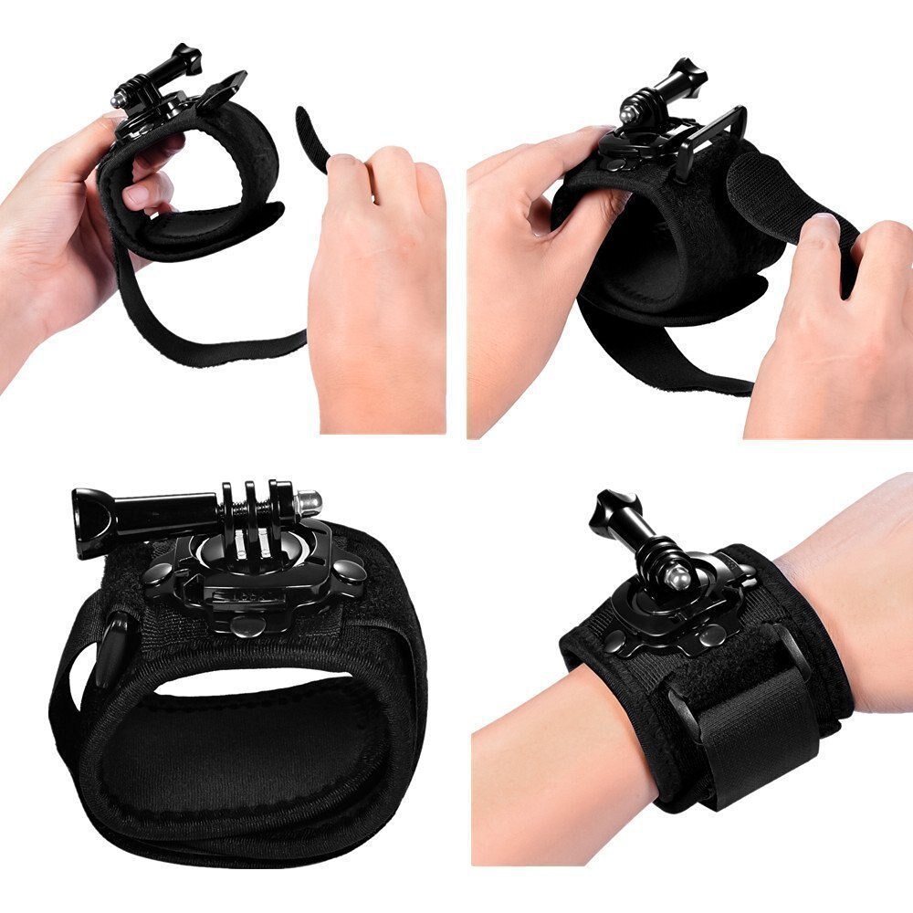 Bracelet de poignet bras sangle trépied montage 360 degrés pour GoPro Hero 9/8/7/6/5/4/3 +/2 caméra poing adaptateur bande pour Go Pro accessoires