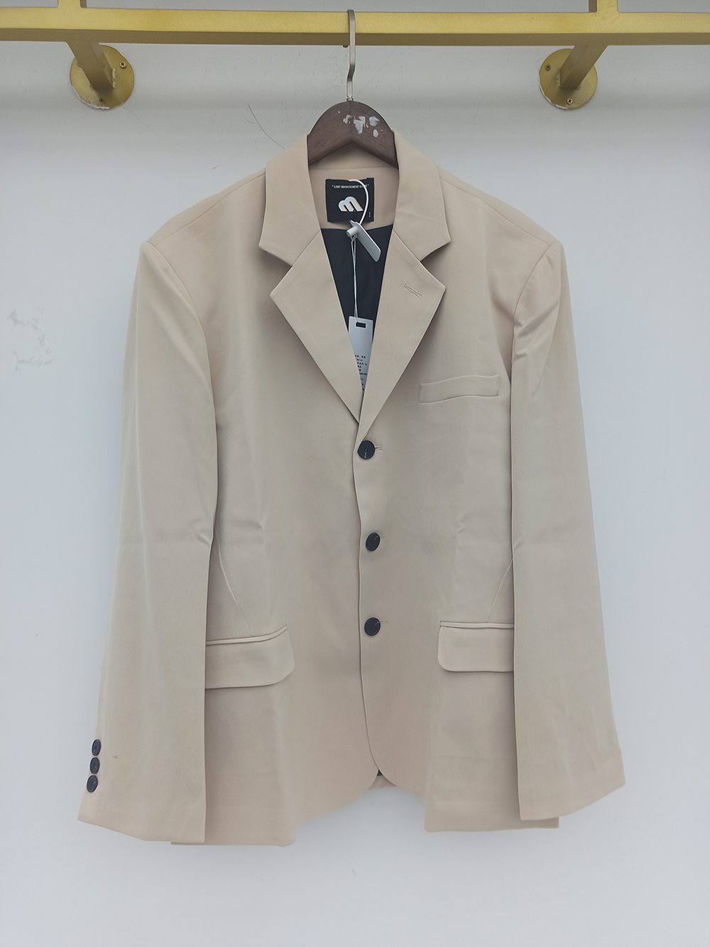 IEFB-abrigo de estilo coreano para hombre, traje negro holgado de un solo pecho, color caqui, ropa informal para Primavera de 2022, 9Y6366: Khaki / XL