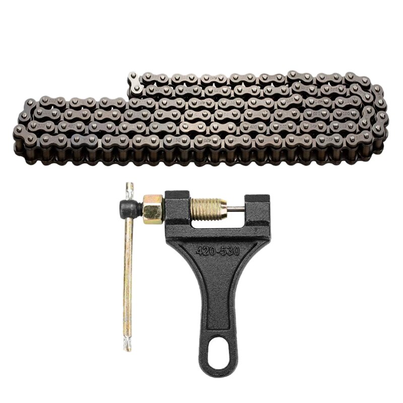 New420 Motorcycle Chain - 420 Standard Roller Chain 132 Link + Chain Breaker for 110Cc 125Cc Dirt Pit Bike Atv Quad Go Kart Scoo