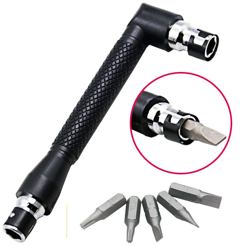 Dobbelt-l-formet mini-topnøgle 1/4 " 6.35mm skruetrækker boreværktøj