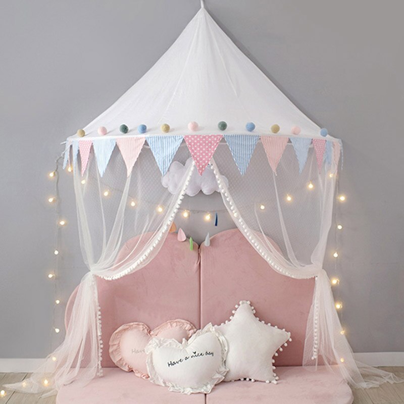 Nordic Kids Play Tent Roze Prinses Kasteel Speelhuis Tipi Enfant Indoor Baby Meisjes Crib Canopy Netto Bed Tent Kinderen room Decor: Blue Tent