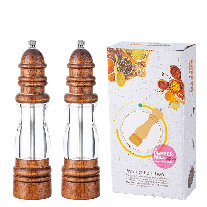 Wood Pepper Mill and Salt Shaker Set, Kitchen Gadgets: C