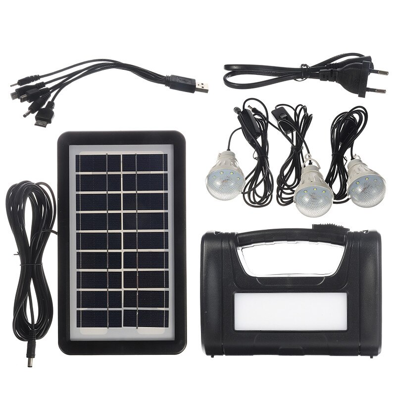 4000mAh Solar Power Generator 3 LED Bulbs Home System Solar Power Panel Storage Generators Durable USB Charger Emergency Light
