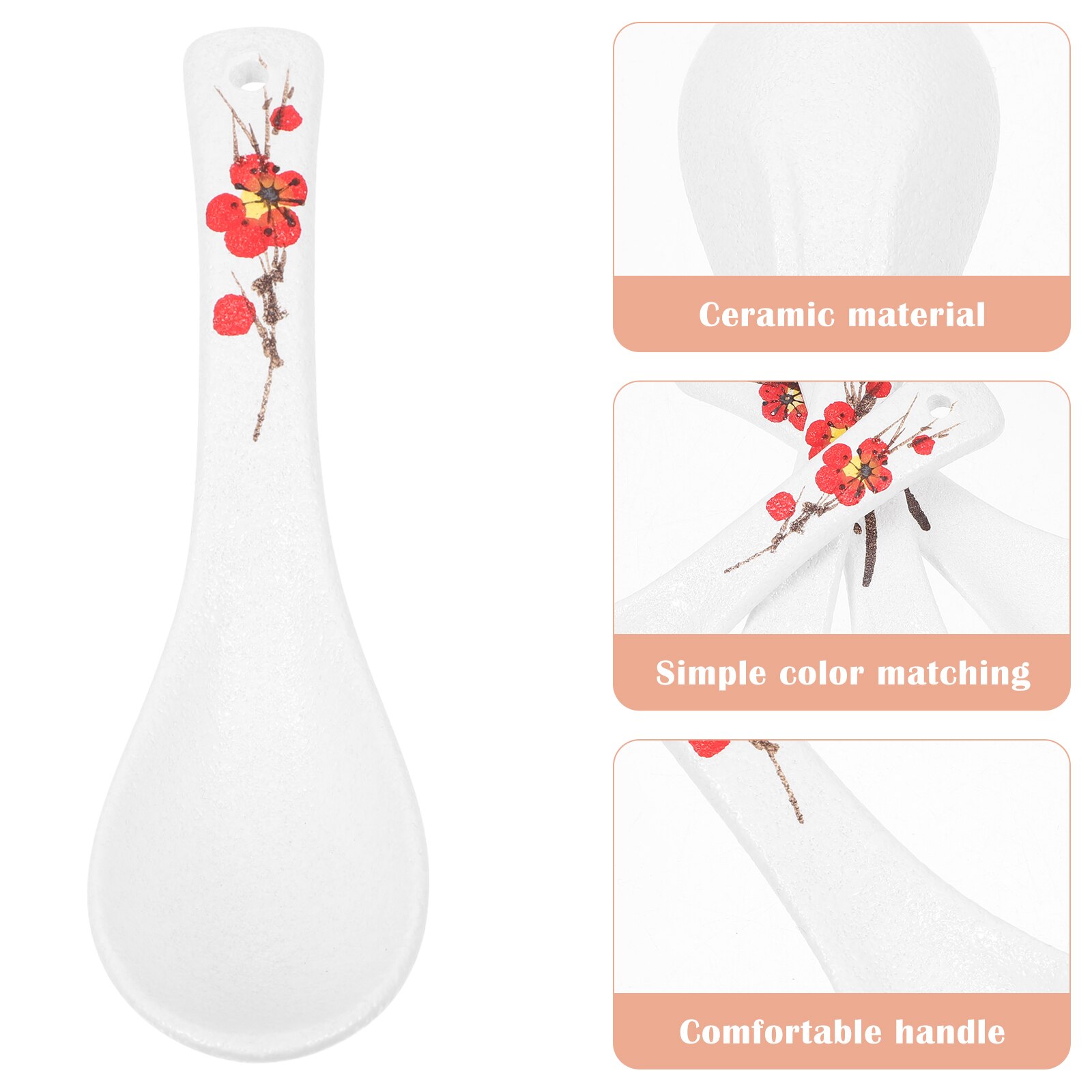 4Pcs Porridge Spoon Restaurant Soup Spoon Practical Dessert Spoon for Restaurant Shop Home
