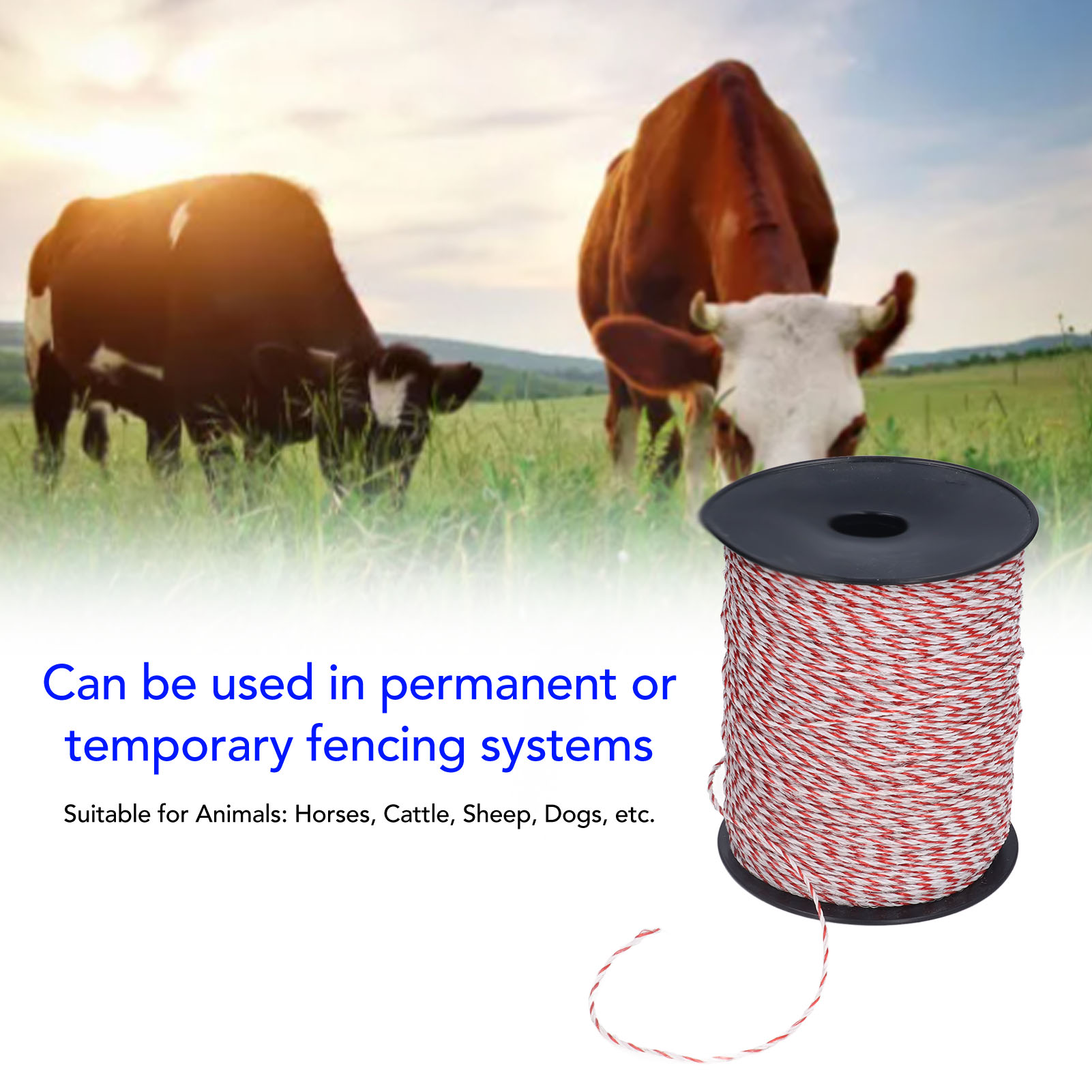 500m Fence Power Line Electric Fence Power Rope Wire Electric Fence Accessories for Farm Ranch Horses Cattle Sheep Dogs