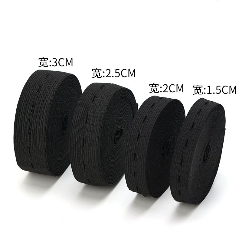 DIY Nähzubehör 15mm 20mm 25mm 30mm Knopfloch Gummiband Weiß Schwarz Knopfloch Hosen Taille verstellbar 1/5 Meter
