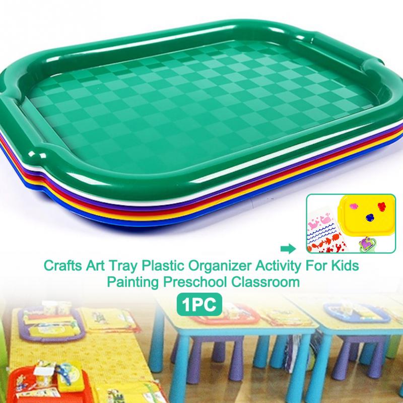 Art Tray Serving Crafts Home Fast Food Kitchen For Kids Preschool Classroom Activity Daycares Drawing Plastic Organizer Painting