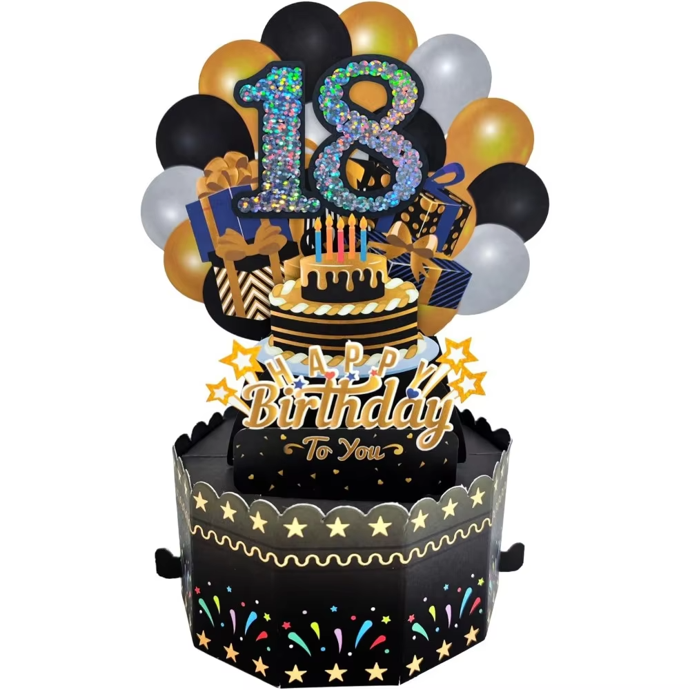 Happy Birthday Greeting Card With Envelope 3D Box 18th/30th/40th50th/60th Years Old Birthday Wishes Message Card Party: Pink