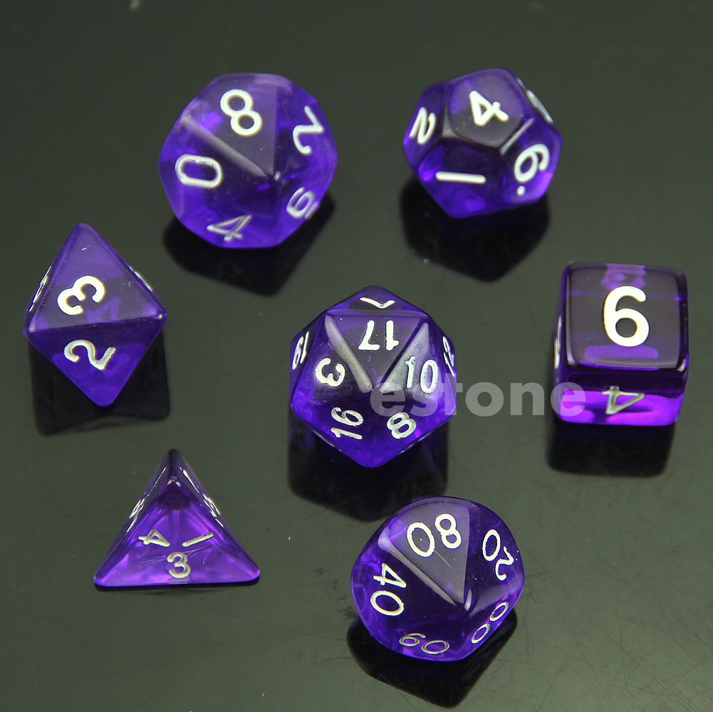 MTG RPG D &amp; D DND Poli Dadi Gioco Da Tavolo set di 7 sided die D4 D6 D8 D10 D12 d20