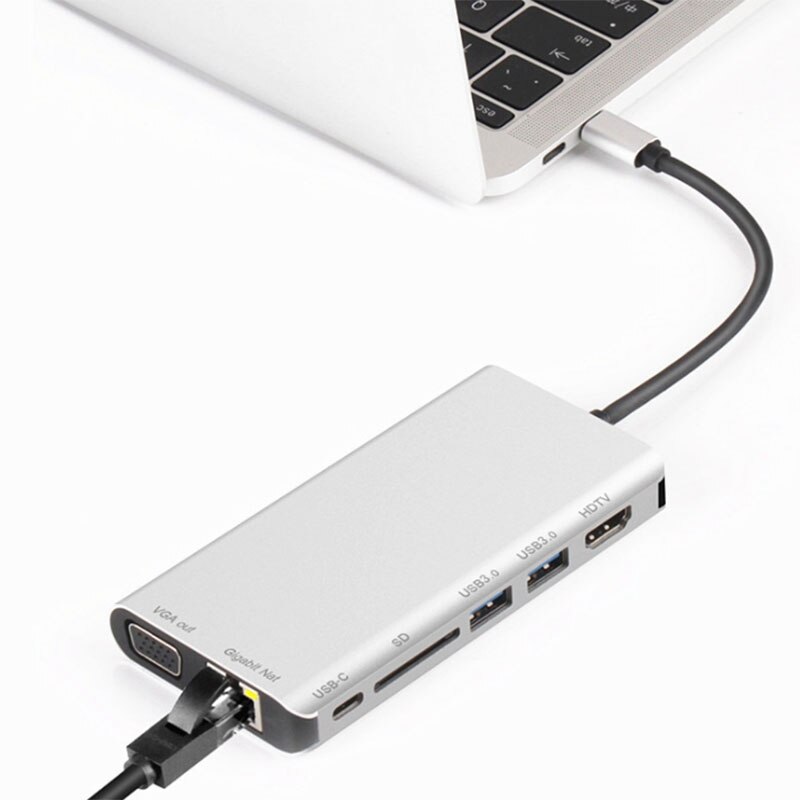 USB-C TO HDMI VGA HUB Docking Station Type-C Docking Station Multifunctional Card Reader