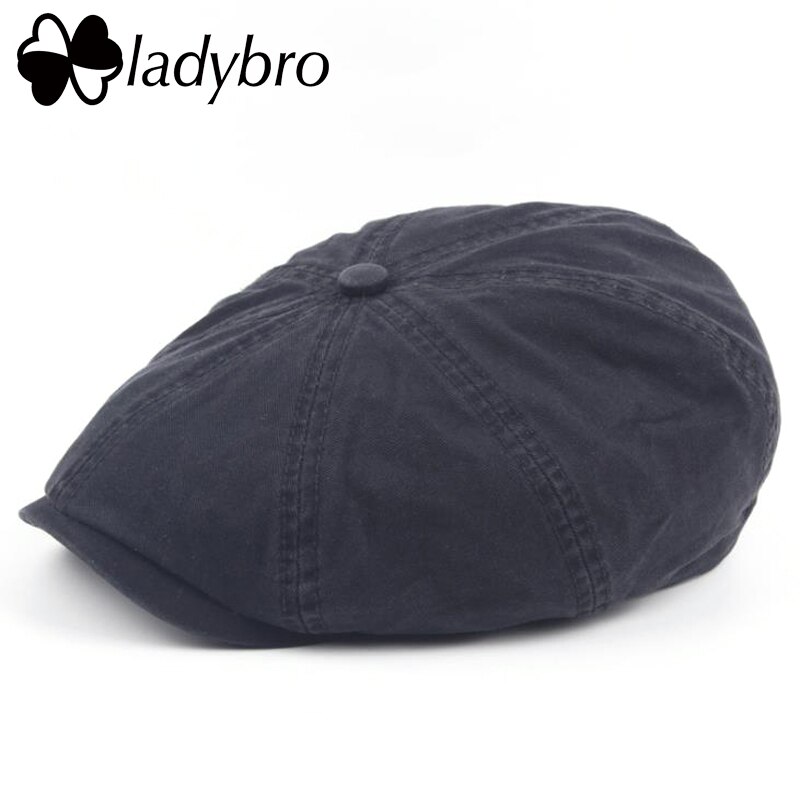 Ladybro, Boina para hombre, gorra octogonal antigua, boina para hombre, boina para caballero, sombrero de otoño e invierno para hombres, sombrero negro gris, hueso Casual: 006
